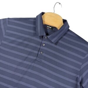 Bolle Mens XL Blue Striped Performance Polo Shirt Short Sleeve Golf‎ Dadcore